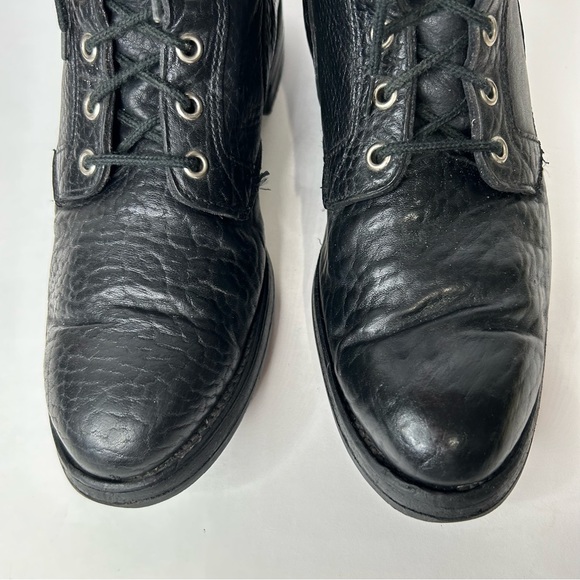 Vintage 90s BOULET Combat Boot LaceUp Pebbled Full Grain Black Leather Punk 9 - Picture 9 of 15